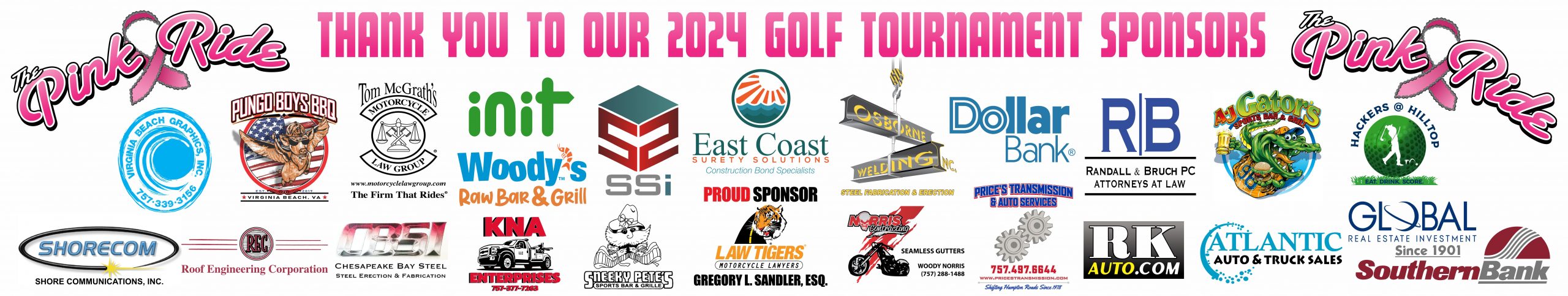  Pink Ride Golf Tournament Sponsors